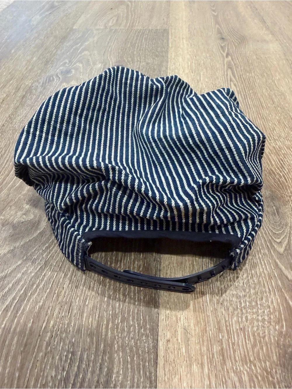 Striped Navy & White Cotton Cadet Cap